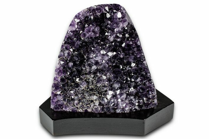 Deep Purple Amethyst Geode With Wood Base - Uruguay #342785